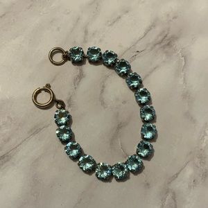 Light Blue Swarovski Crystal Tennis Bracelet In Antique Silver Finish